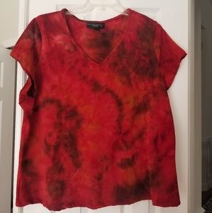 Red, tie dye stretchy top